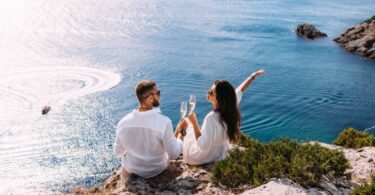 Couple drinking in Greece