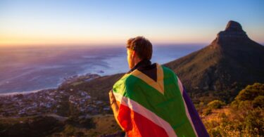 Man with South African flag