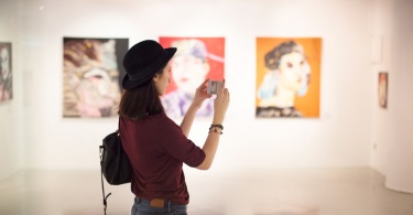 Woman Visiting Art Gallery Lifestyle Concept