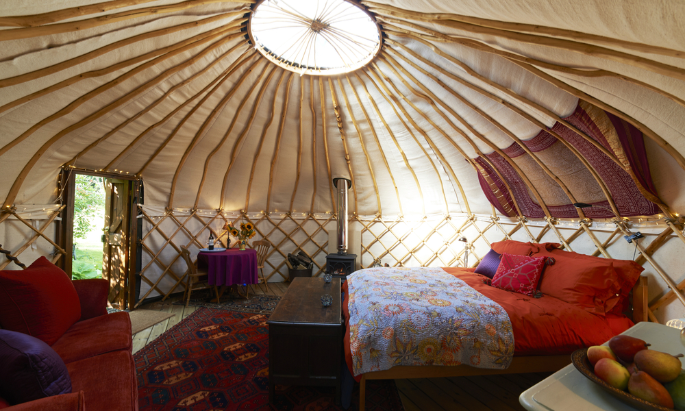 inside a luxury yurt