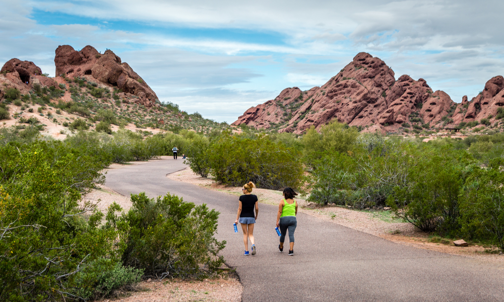 Two women following the trail 