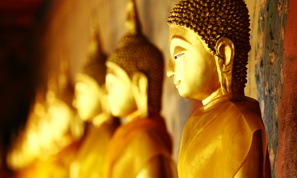 Row of golden buddha statue