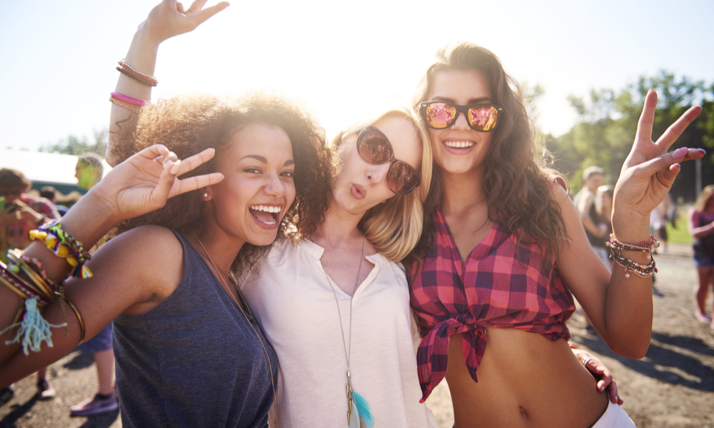 Three best friends at the festival