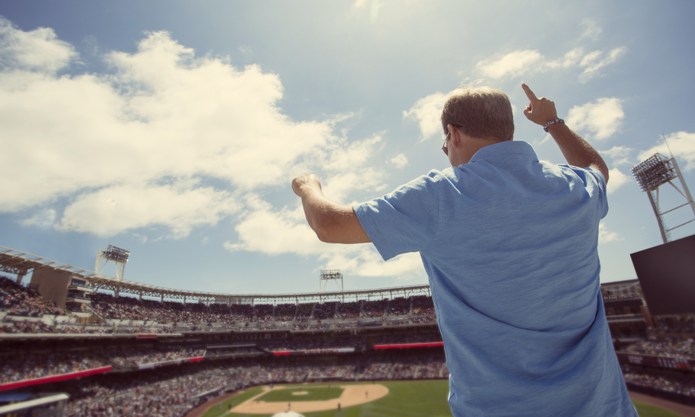 man at baseball game 