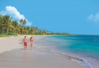 couple on a romantic beach in st lucia