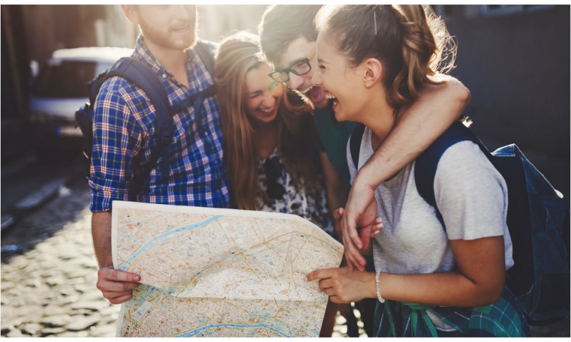 group of friends traveling together