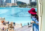 Fashionable girl enjoying the view at Dubai mall