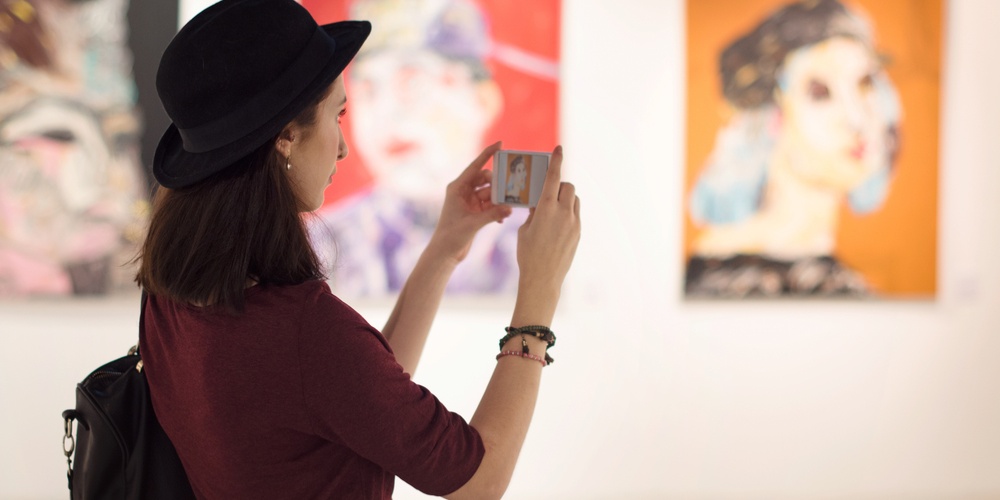 Woman Visiting Art Gallery