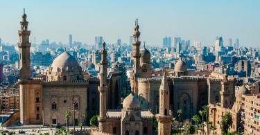 Mosque Madrassa of Sultan Hassan photo, panoramic view from fortress in Cairo - Egypt