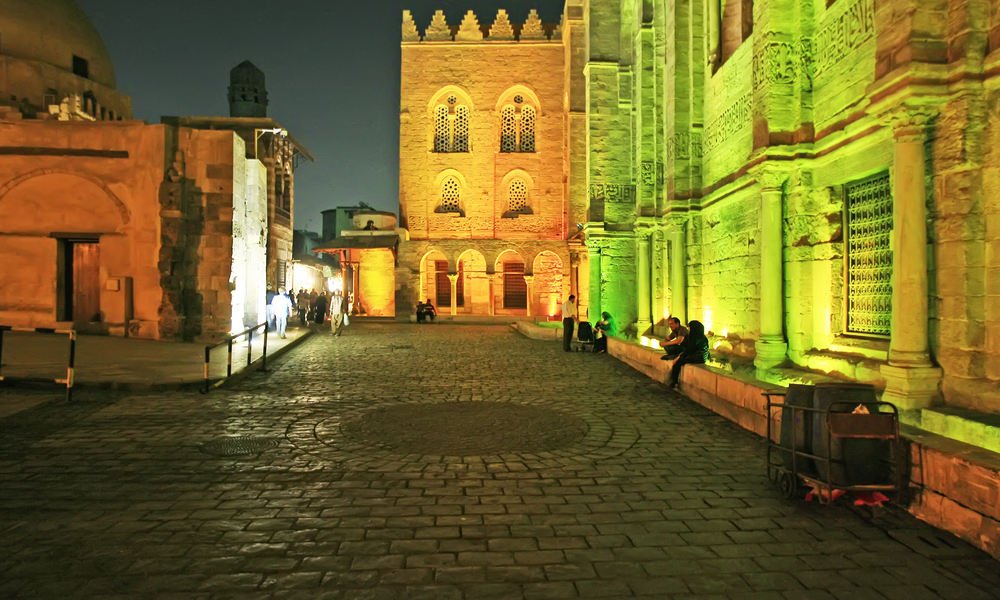 ouk Khan el-Khalili district (bazaar) at night, Cairo, Egypt