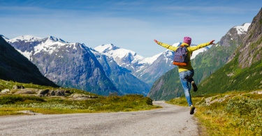 young hipster female traveler enjoy the travel.