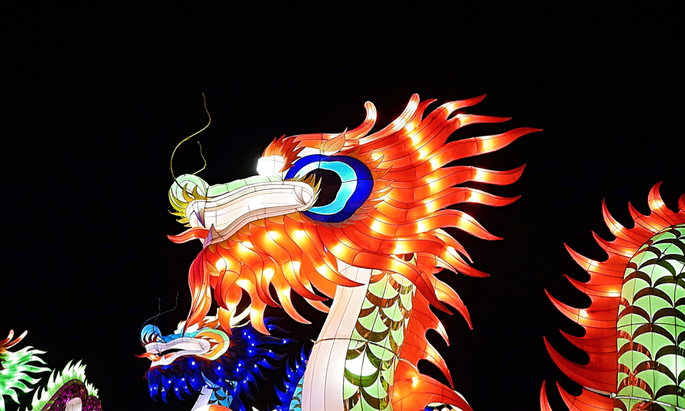 Light Dragon Lantern Chinese New Year Festival on night