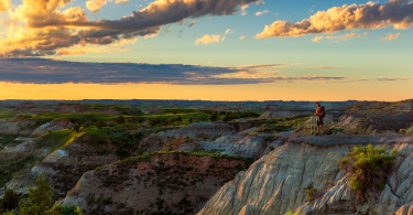 Looking out over the badlands of Theodore Roosevelt National Park, North Dakota