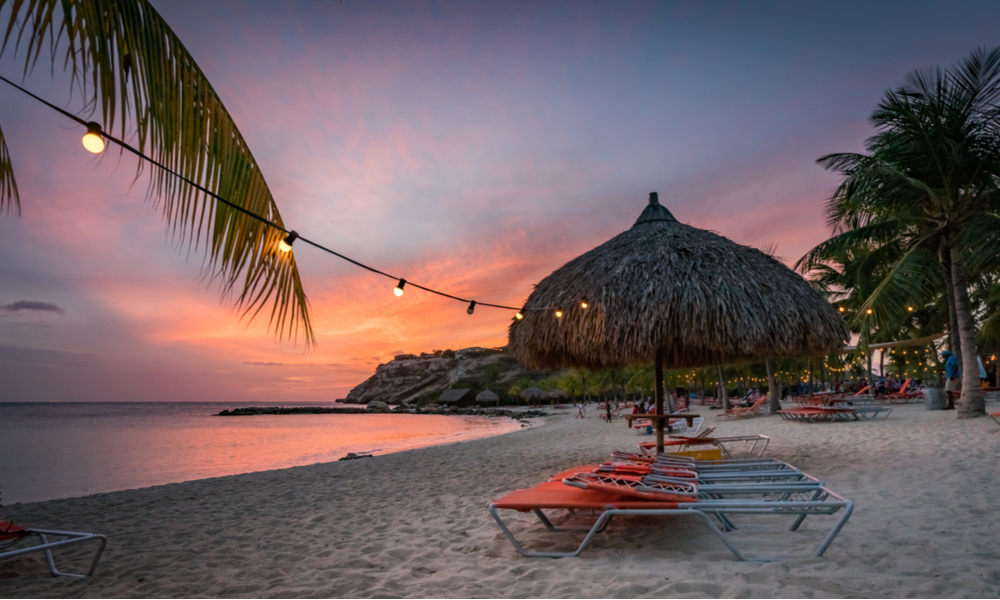 sunset on a beach in Curacao