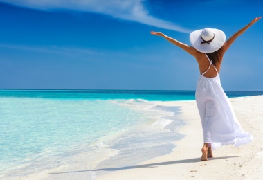 woman on secluded beach