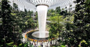 changi international awesome airports with waterfalls