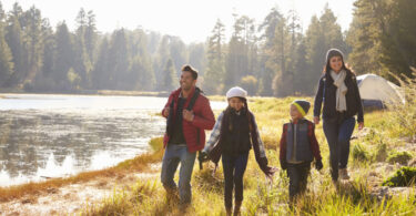 Family camping together