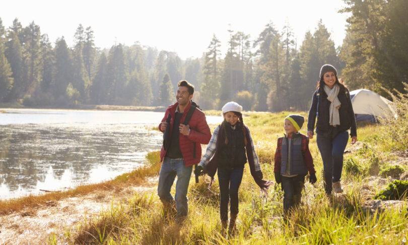 Family camping together