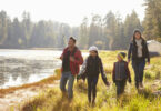 Happy family hike