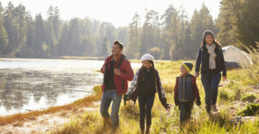 Happy family hike