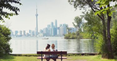 two girls admiring Toronto's skyline