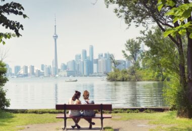 two girls admiring Toronto's skyline