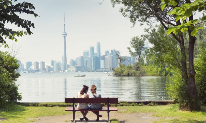 two girls admiring Toronto's skyline