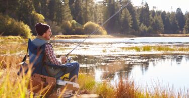 Man fishing at a lake