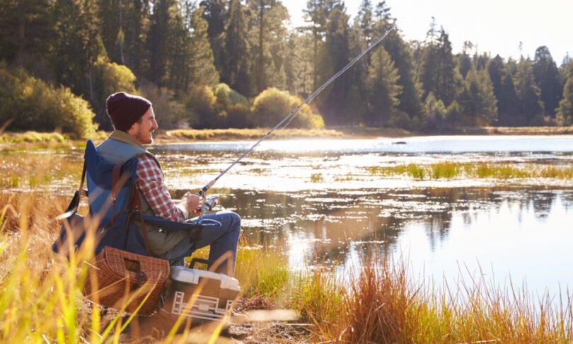 Man fishing at a lake